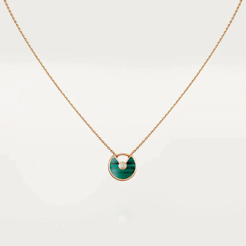 [Mystic]AMULETTE ROSE GOLD MALACHITE NECKLACE