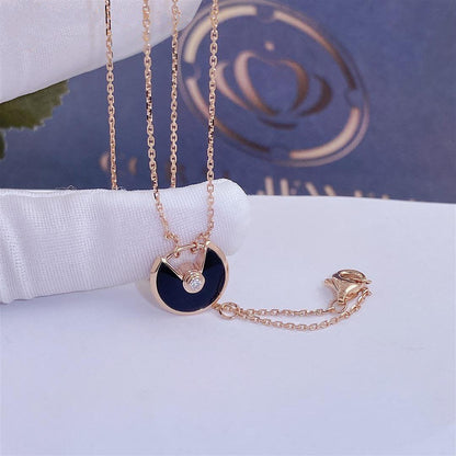 [Mystic]AMULETTE ROSE GOLD ONYX NECKLACE