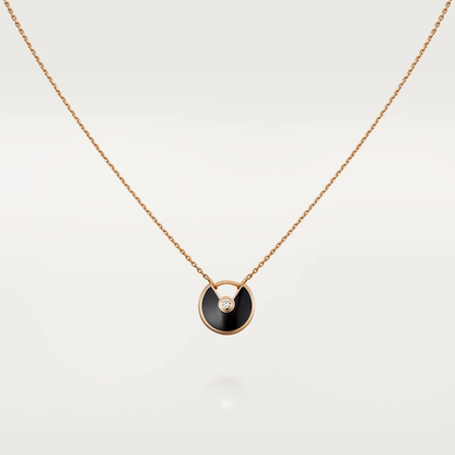 [Mystic]AMULETTE ROSE GOLD ONYX NECKLACE