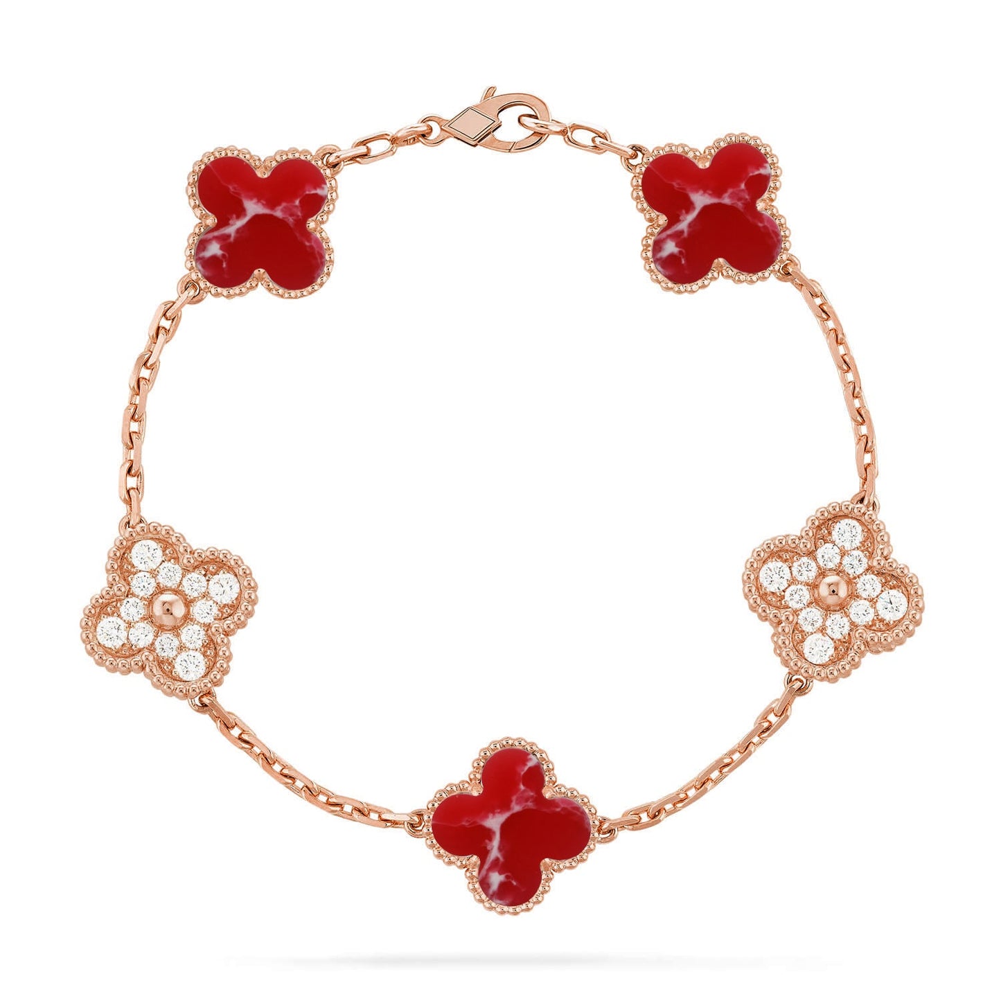 [Mystic-new]CLOVER 5 MOTIF RED PATTERN BRACELET COLLECTION