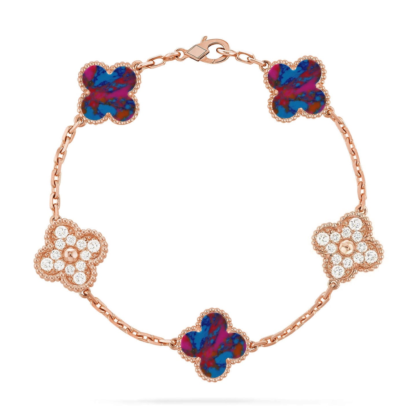 [Mystic-new]CLOVER 5 MOTIF COLOR GEMSTONES BRACELET COLLECTION
