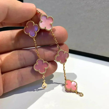 [ミスティック]クローバー5ピンクモップブレスレット