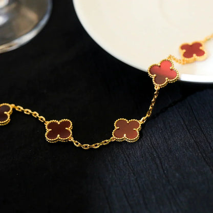 [Mystic-new] CLOVER 5 MOTIF RED CORNELIAN BRACELET COLLECTION