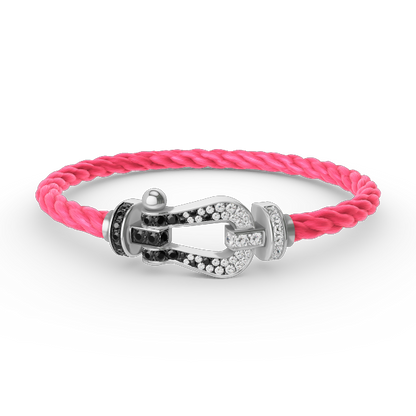 [Mystic]FORCE LARGE HORSESHOE BLACK WHITE DIAMOND BRACELET SILVER