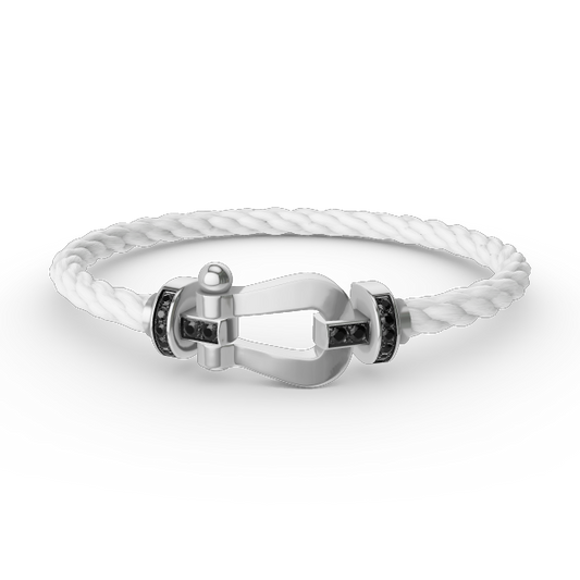 [Mystic]FORCE LARGE HORSESHOE BLACK DIAMOND BRACELET SILVER