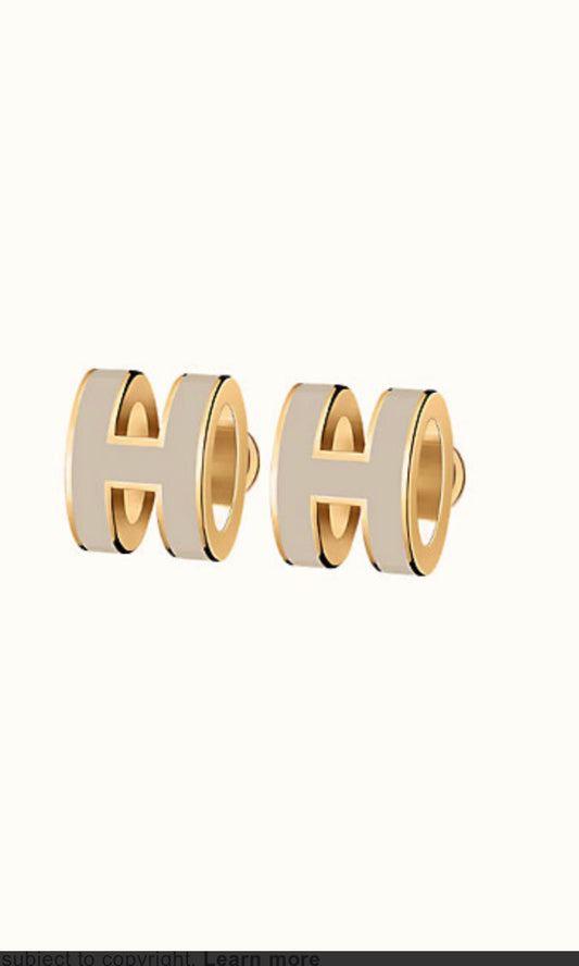 [Mystic]MINI POP H GOLD EARRINGS GREY