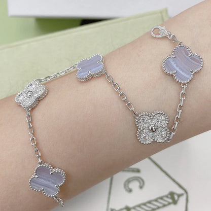 [Mystic-new] CLOVER 5 MOTIF PURPLE CHALCEDONY BRACELET COLLECTION