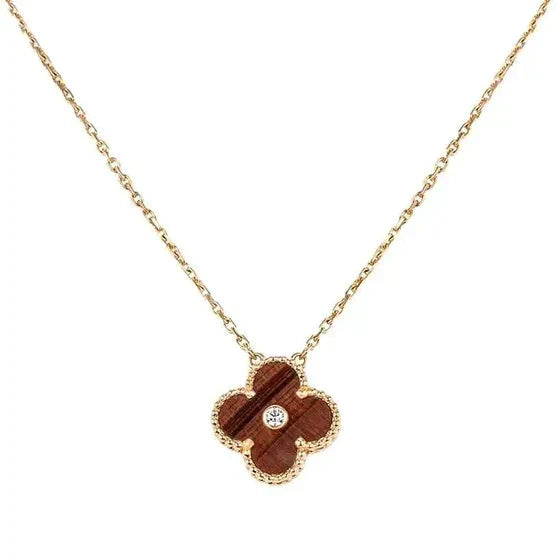 [Mystic]CLOVER 15MM DIAMOND AND YELLOW TIGER'S EYE AGATE necklace