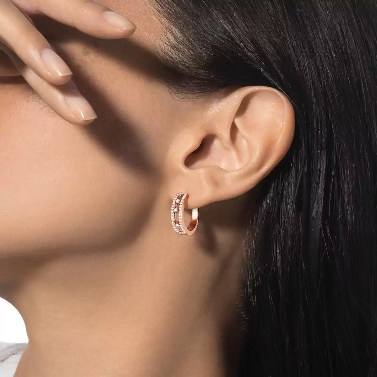 [Mystic JURI]Diamond Pave_ Hoop Earrings Move