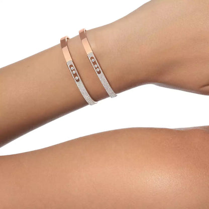 [Mystic JURI]Move Noa Rose Gold Pavé Diamond Bangle Bracelet
