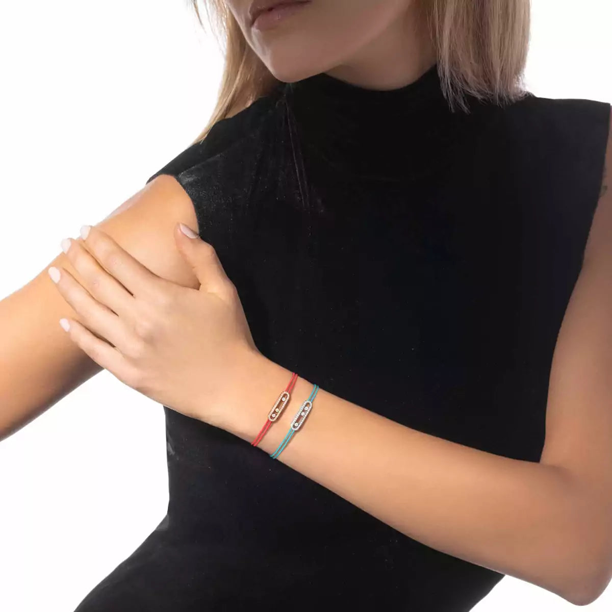 [Mystic JURI]Messika Care(s) pink cord pavé bracelet