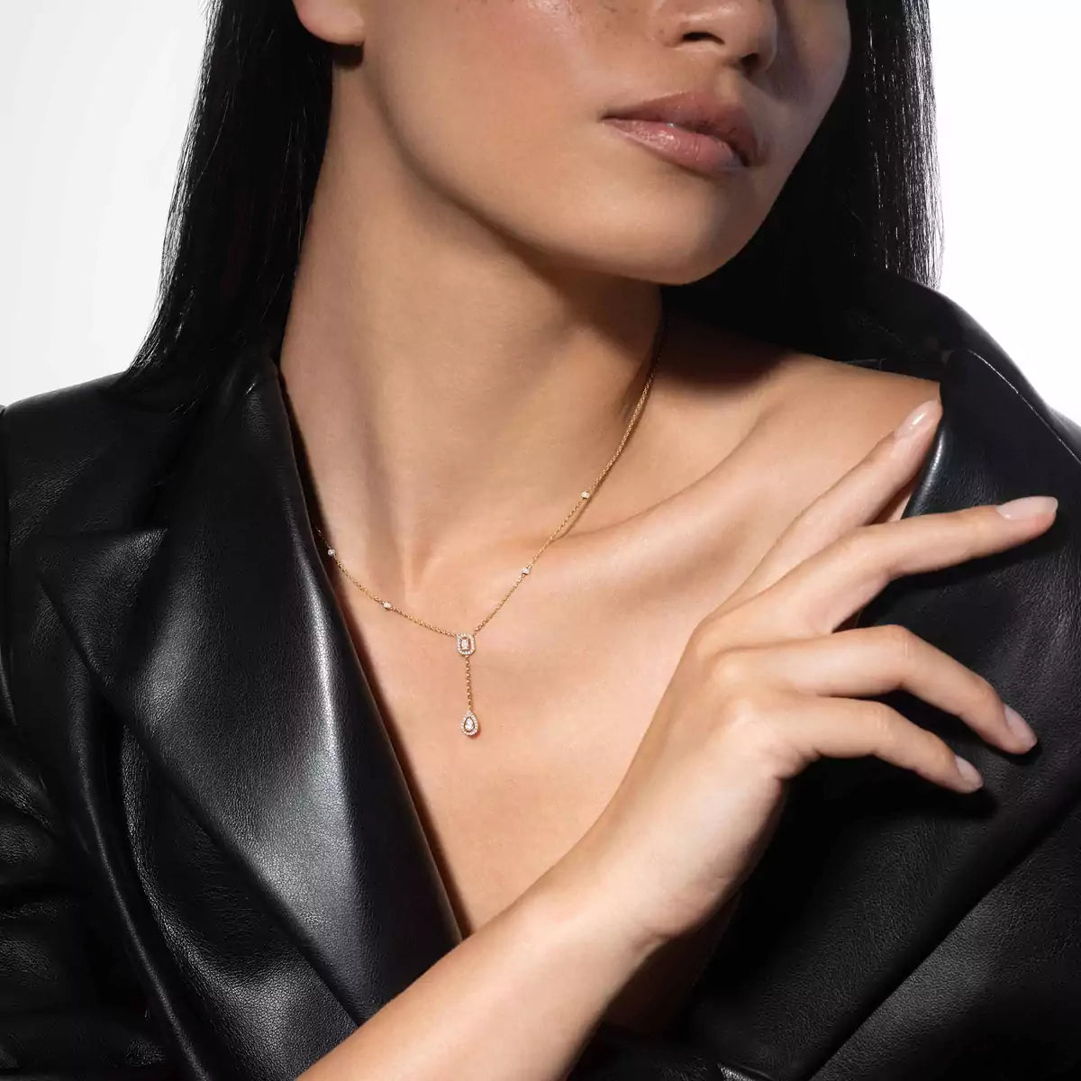 [Mystic JURI]Gold Diamond Tie Necklace