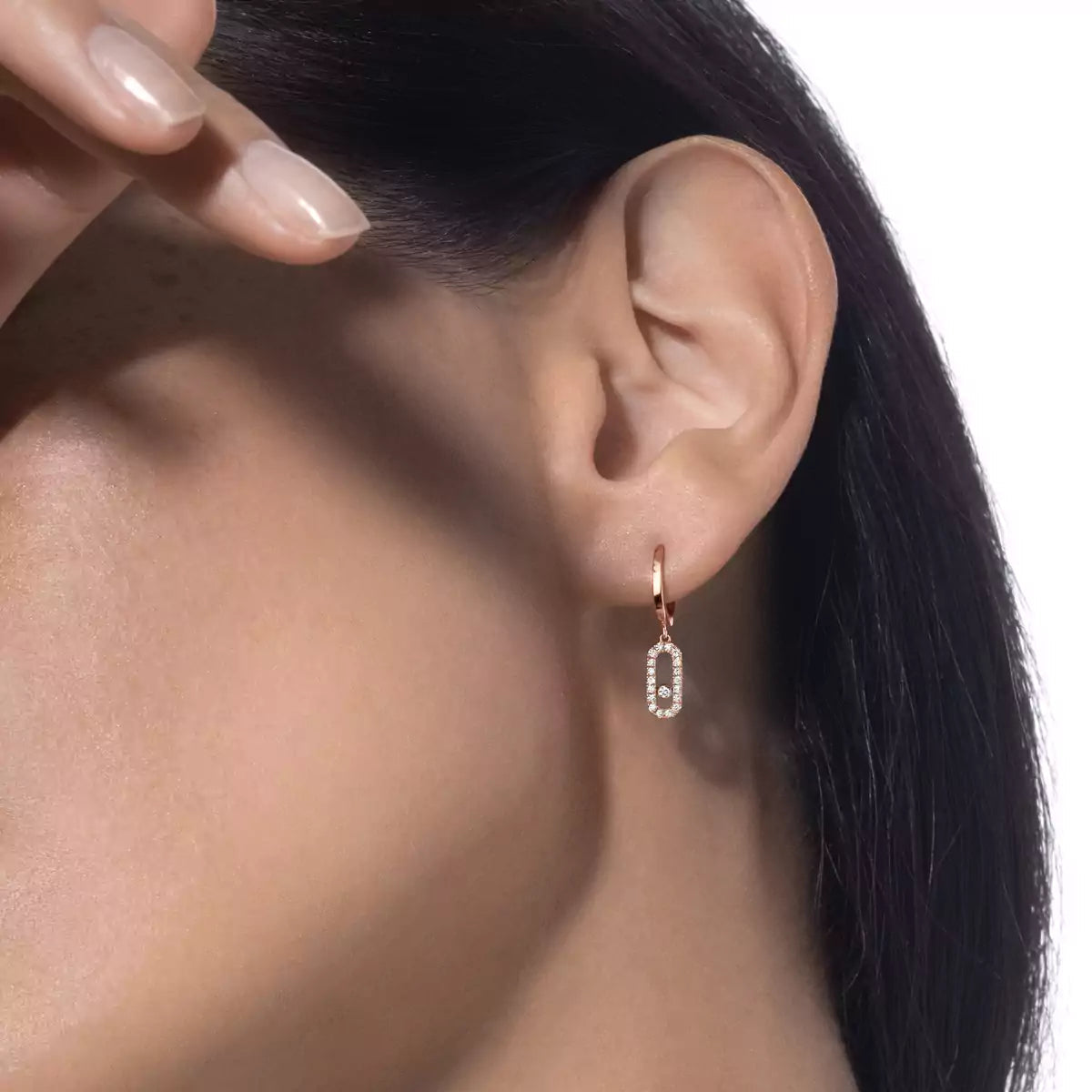 [Mystic JURI]Move Uno Single Diamond Hoop Earring