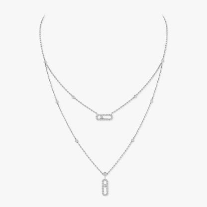 [Mystic JURI]2 Rows Rose Gold Diamond Pave_ Necklace Move Uno