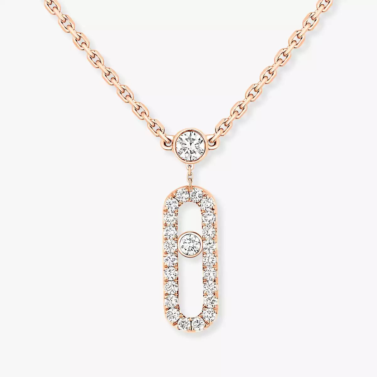 [Mystic JURI]2 Rows Rose Gold Diamond Pave_ Necklace Move Uno