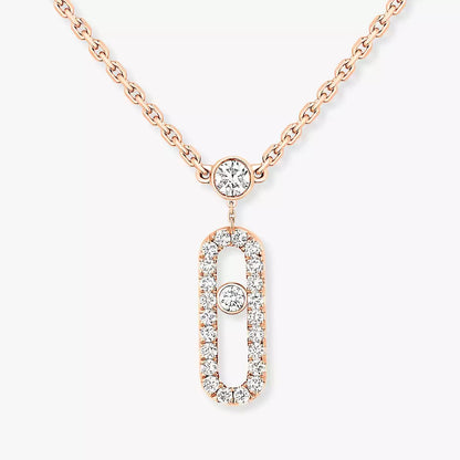 [Mystic JURI]2 Rows Rose Gold Diamond Pave_ Necklace Move Uno