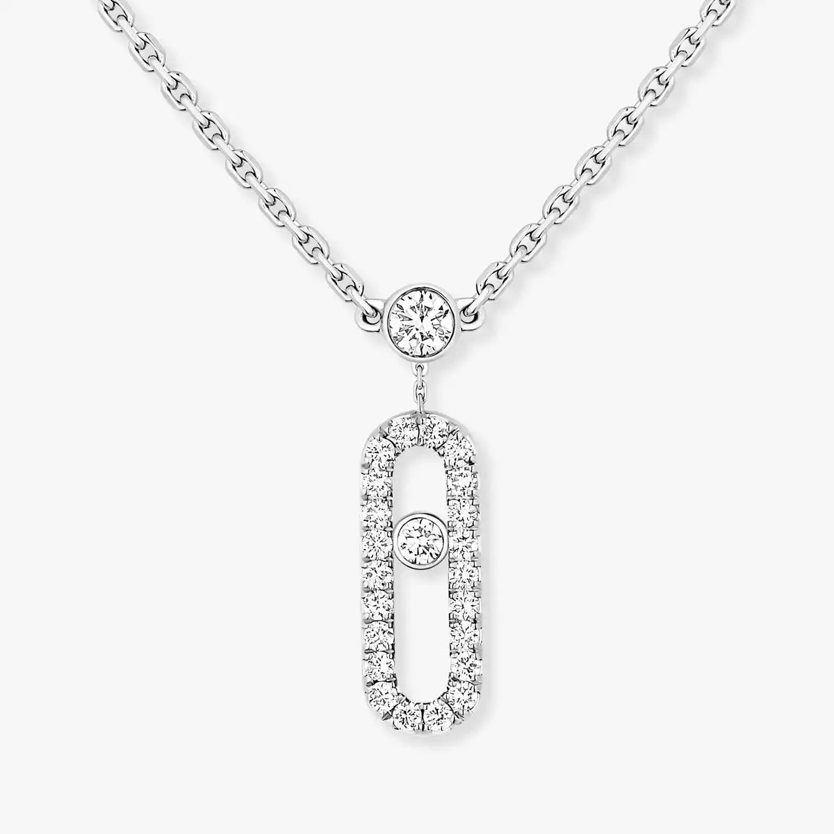 [Mystic JURI]2 Rows Rose Gold Diamond Pave_ Necklace Move Uno
