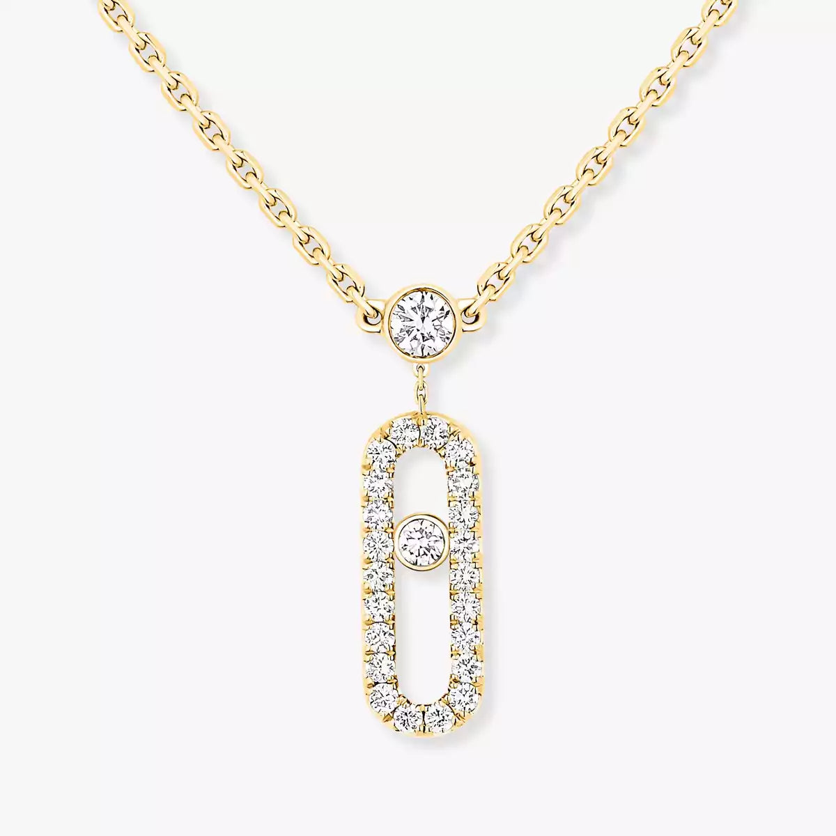 [Mystic JURI]2 Rows Rose Gold Diamond Pave_ Necklace Move Uno