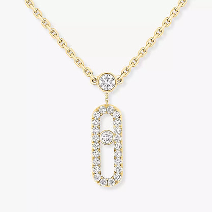 [Mystic JURI]2 Rows Rose Gold Diamond Pave_ Necklace Move Uno
