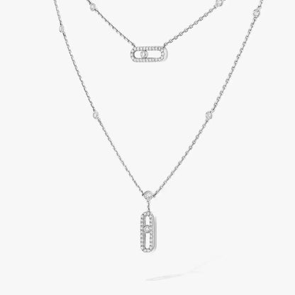 [Mystic JURI]2 Rows Rose Gold Diamond Pave_ Necklace Move Uno
