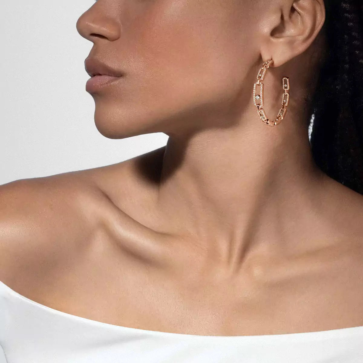 [[Mystic JURI]Move Link Diamond Hoop Earrings