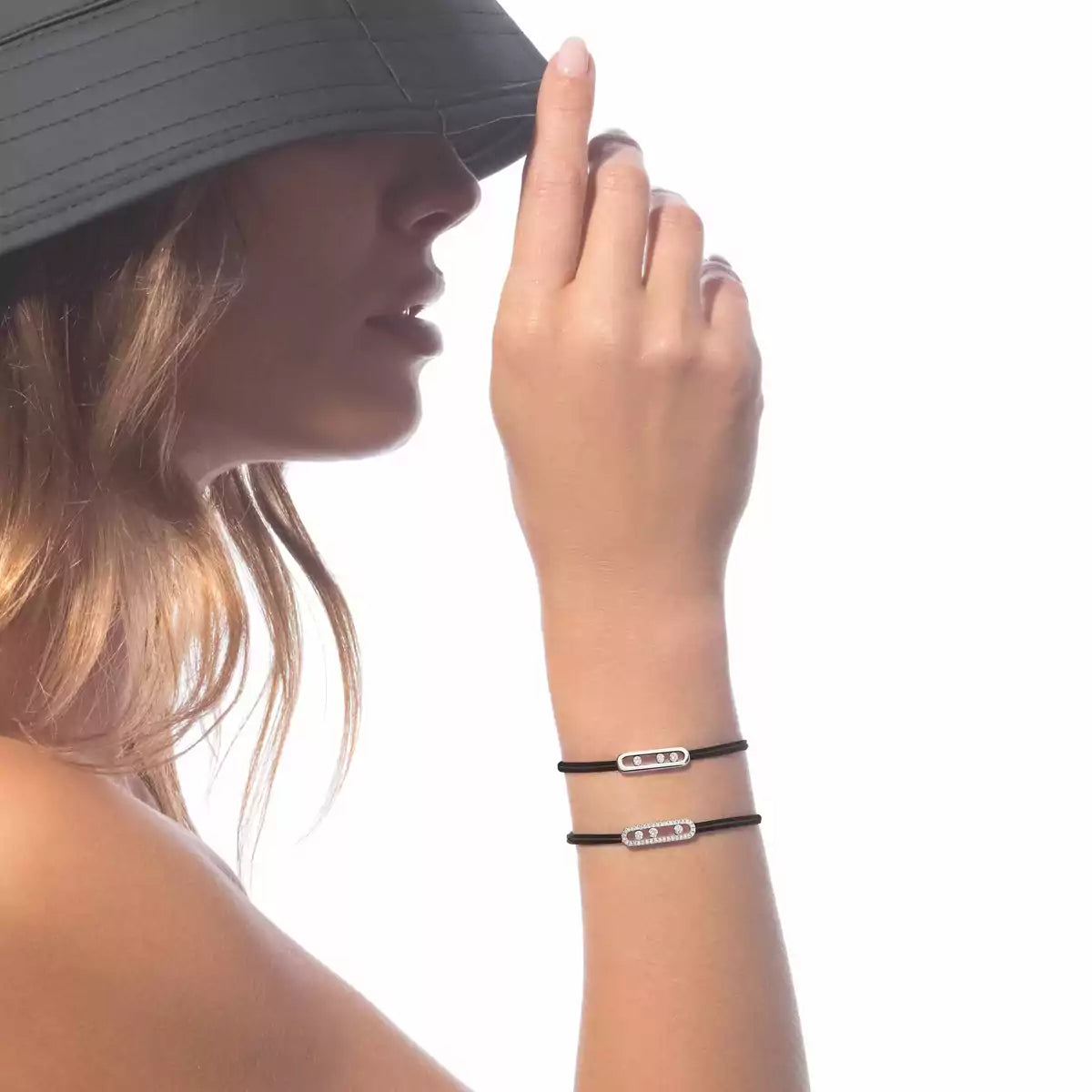 [Mystic JURI]Messika Care(s) pink cord pavé bracelet