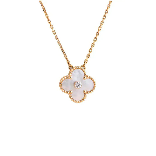 [Mystic]CLOVER 15MM DIAMOND WHITE FRITILLARIA NECKLACE