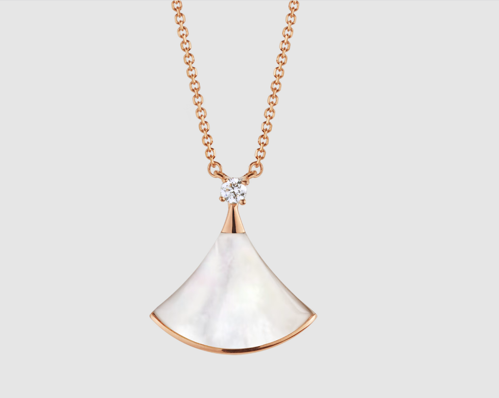 [Mystic]DREAM NECKLACE WHITE MOP PINK GOLD 1 DIAMOND