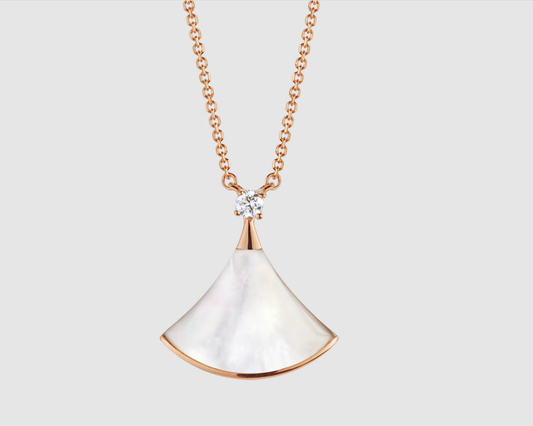 [Mystic]DREAM NECKLACE WHITE MOP PINK GOLD 1 DIAMOND