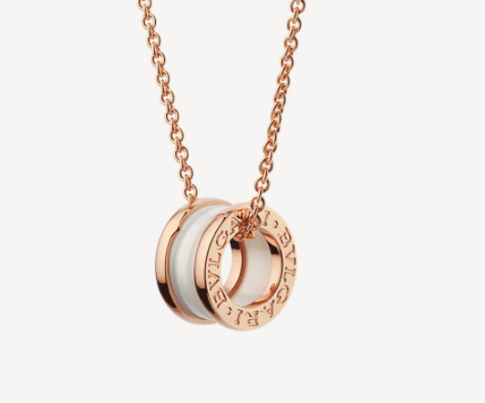 [Mystic]ZERO 1 WHITE CERAMIC PINK GOLD NECKLACE