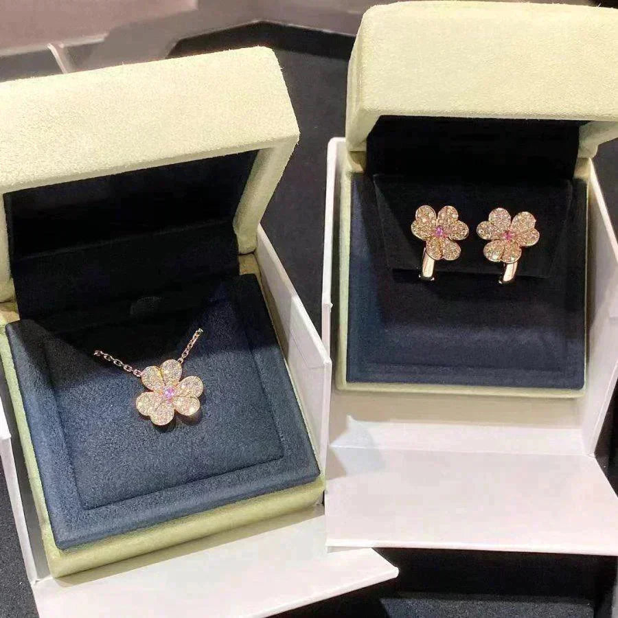 [Mystic]FRIVOLE ROSE GOLD FLOWER DIAMOND NECKLACE