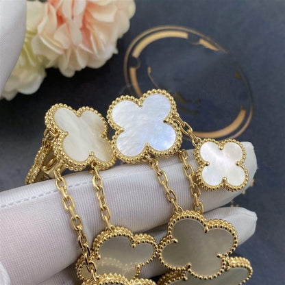 [Mystic]CLOVER EARRINGS WHITE MOP 4 MOTIFS GOLD