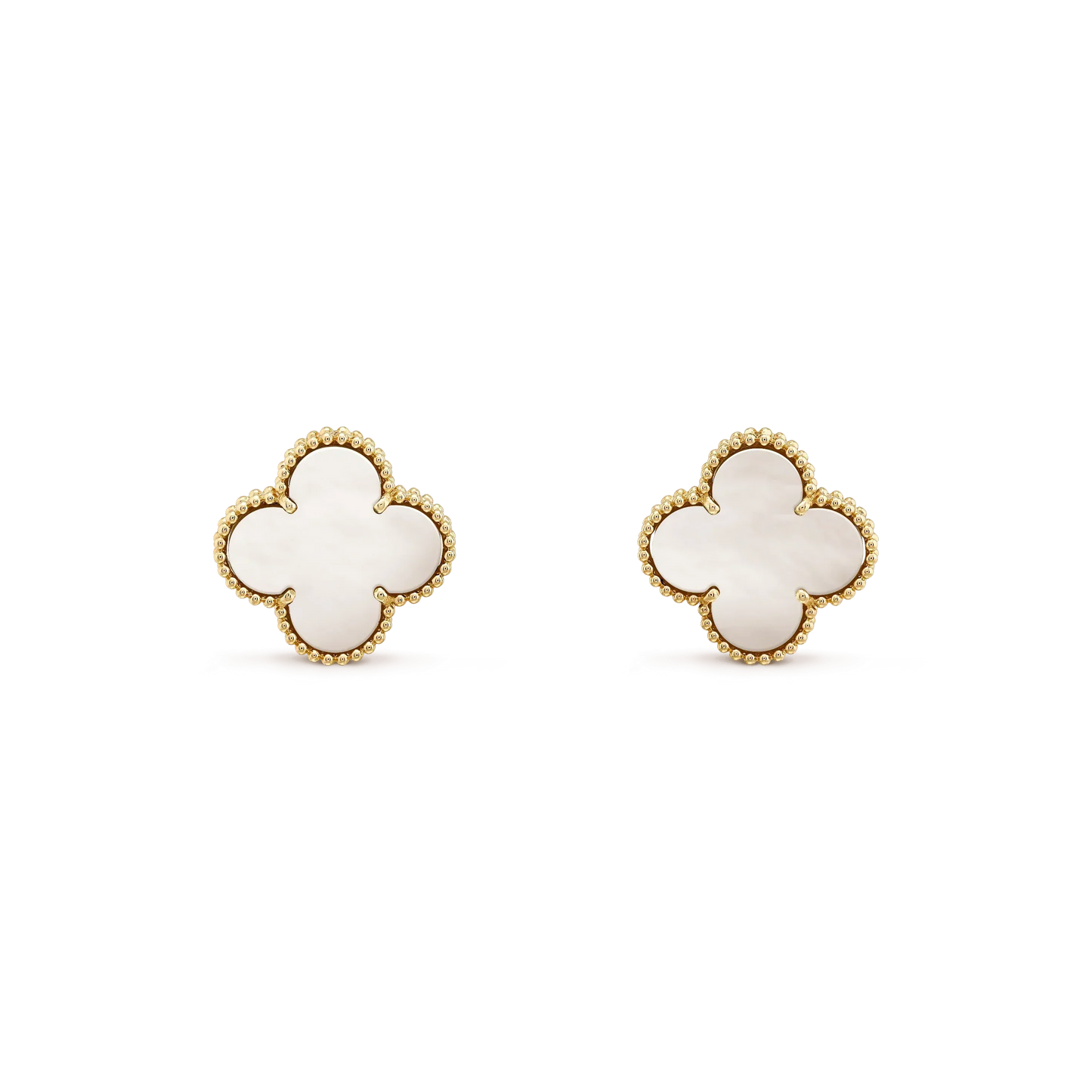 [Mystic]CLOVER MEDIUM 1 MOTIFS  WHITE MOP STUD EARRINGS