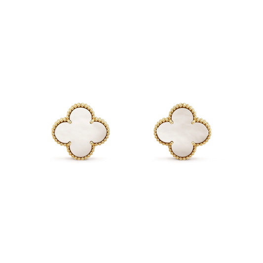 [Mystic]CLOVER MEDIUM 1 MOTIFS  WHITE MOP STUD EARRINGS