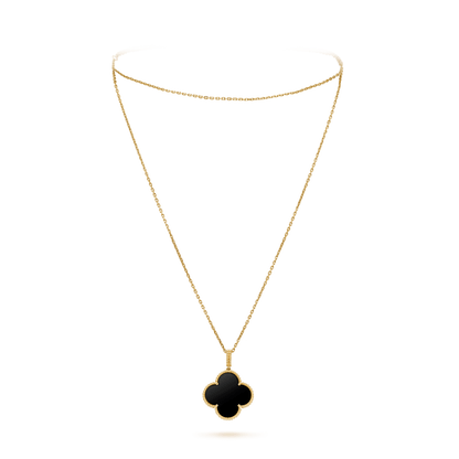 [Mystic]CLOVER 25MM GOLD ONYX BIG CLOVER NECKLACE