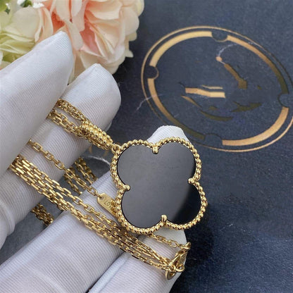 [Mystic]CLOVER 25MM GOLD ONYX BIG CLOVER NECKLACE