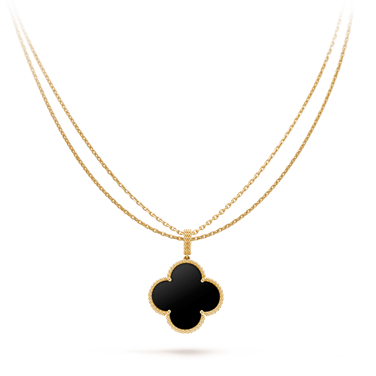 [Mystic]CLOVER 25MM GOLD ONYX BIG CLOVER NECKLACE