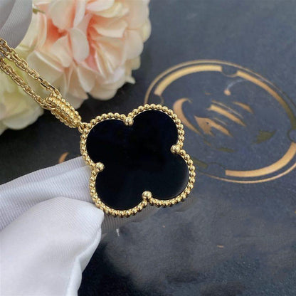 [Mystic]CLOVER 25MM GOLD ONYX BIG CLOVER NECKLACE