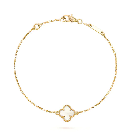 [Mystic]CLOVER WHITE MOP SINGLE FLOWER BRACELET