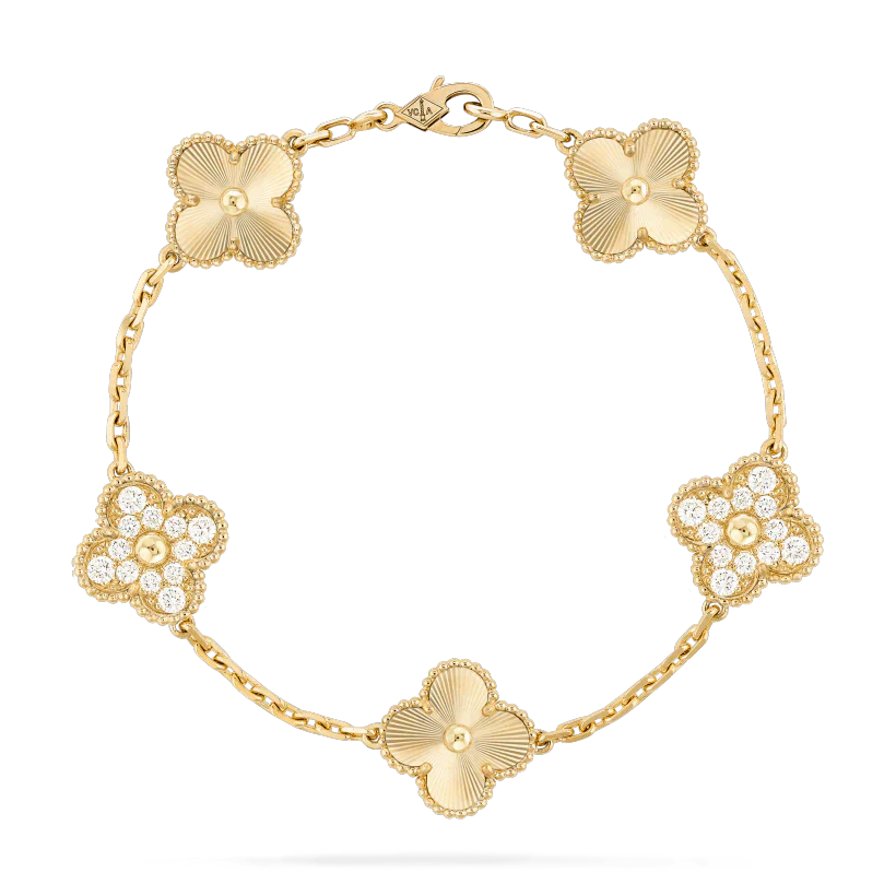 [Mystic]CLOVER BRACELET 5 MOTIFS GOLD DIAMOND