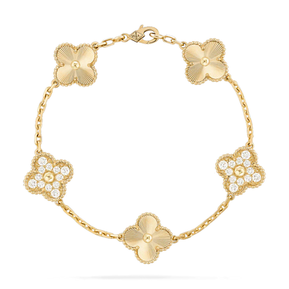 [Mystic]CLOVER BRACELET 5 MOTIFS GOLD DIAMOND