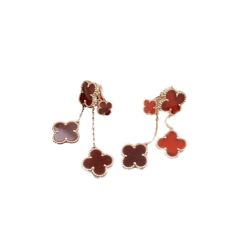 [Mystic]CLOVER EARRINGS CARNELIAN 4 MOTIFS PINK GOLD