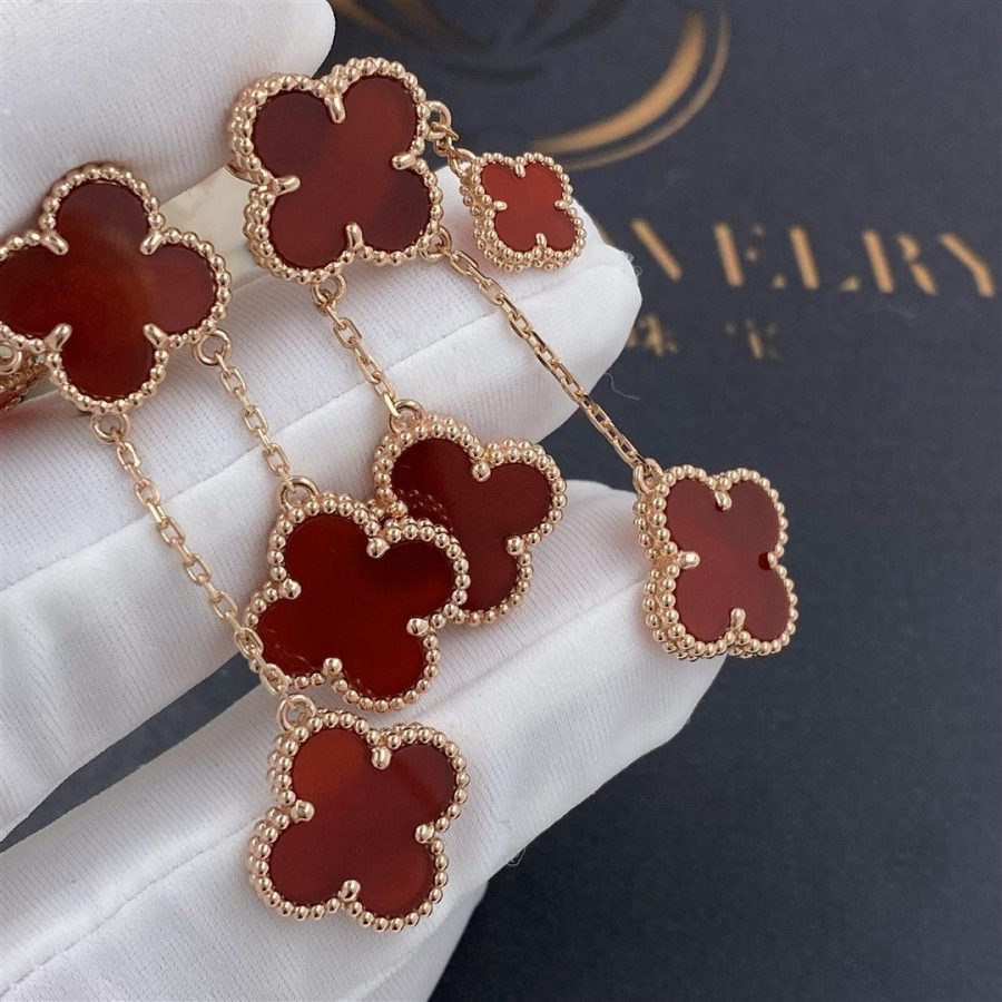 [Mystic]CLOVER EARRINGS CARNELIAN 4 MOTIFS PINK GOLD