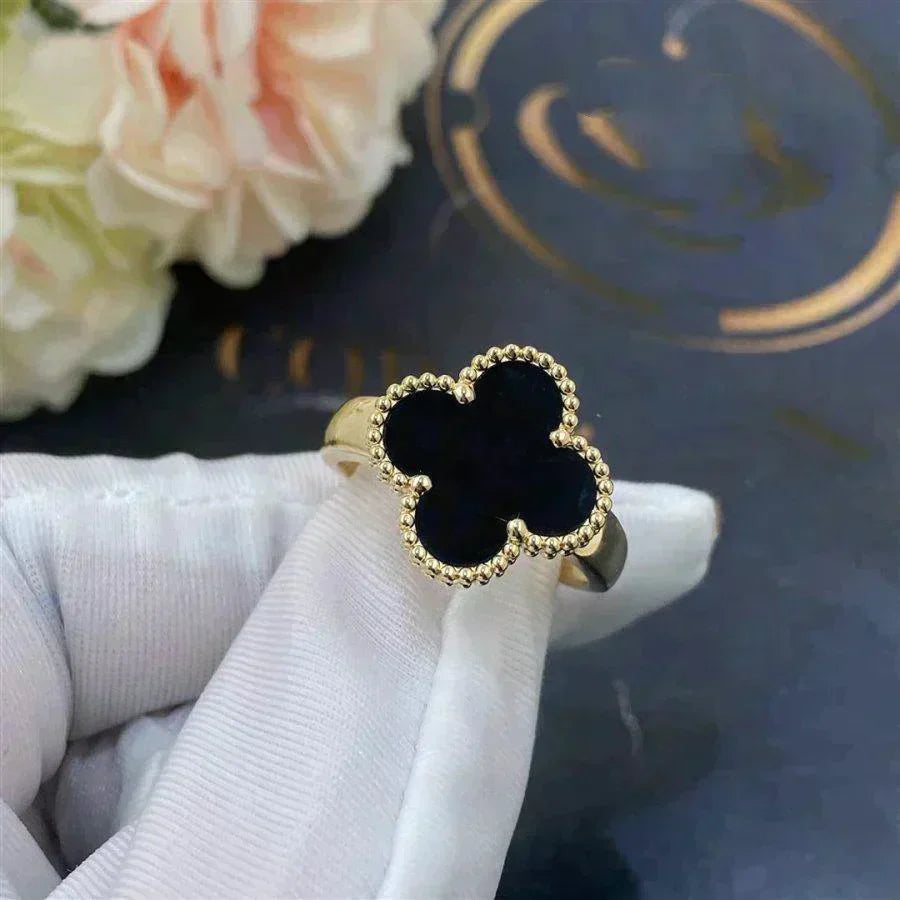 [Mystic]CLOVER ONYX RING