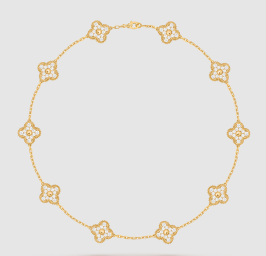 [Mystic]CLOVER 10 MOTIFS FULL DIAMOND NECKLACE
