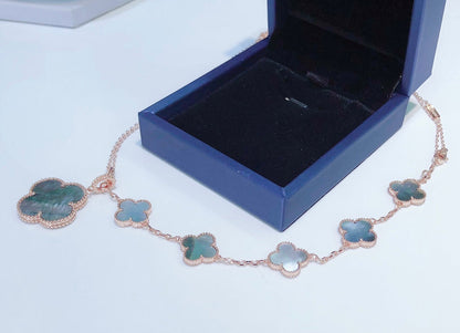[Mystic]COMBINED BRACELET 5 MOTIFS AND NECKLACE DARK MOP ROSE GOLD