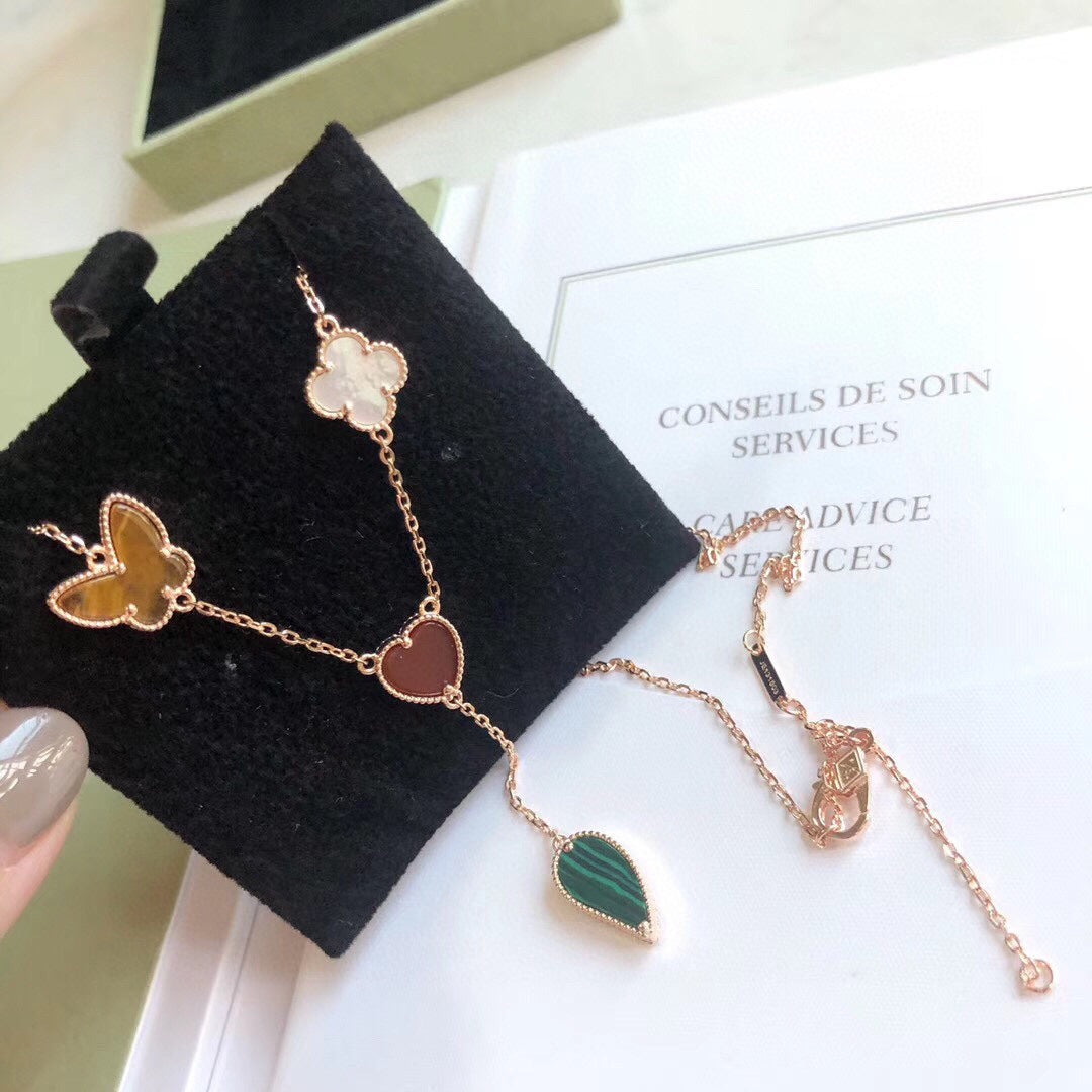 [Mystic]LUCKY SPRING 4 MOTIFS ROSE GOLD NECKLACE