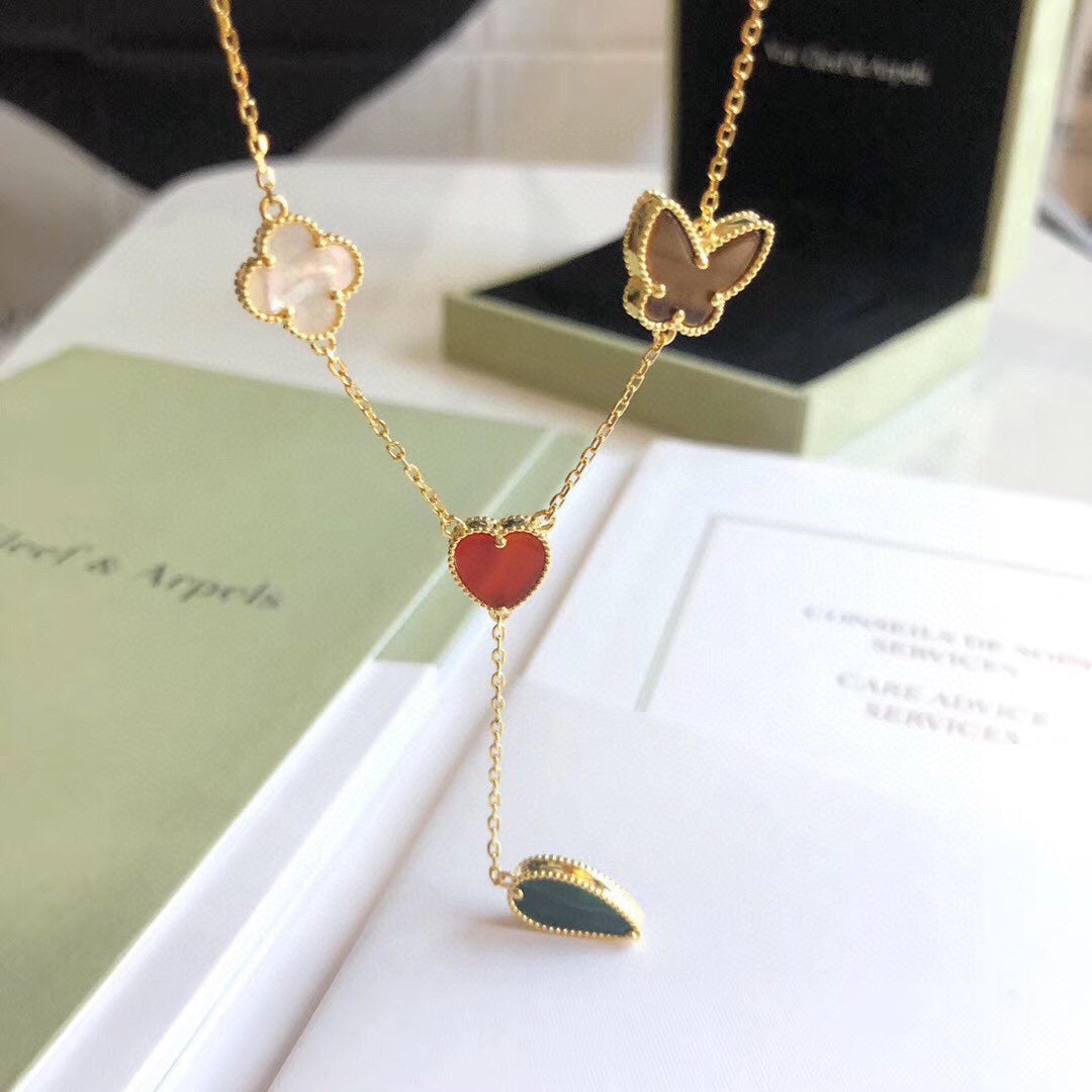 [Mystic]LUCKY SPRING 4 MOTIFS ROSE GOLD NECKLACE