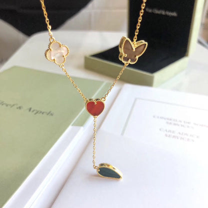 [Mystic]LUCKY SPRING 4 MOTIFS ROSE GOLD NECKLACE
