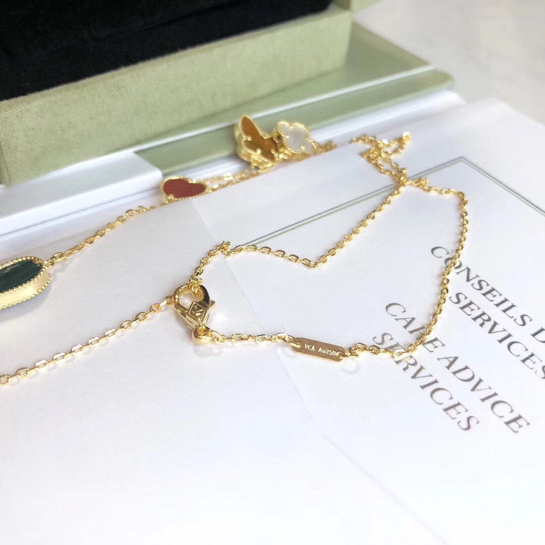 [Mystic]LUCKY SPRING 4 MOTIFS ROSE GOLD NECKLACE